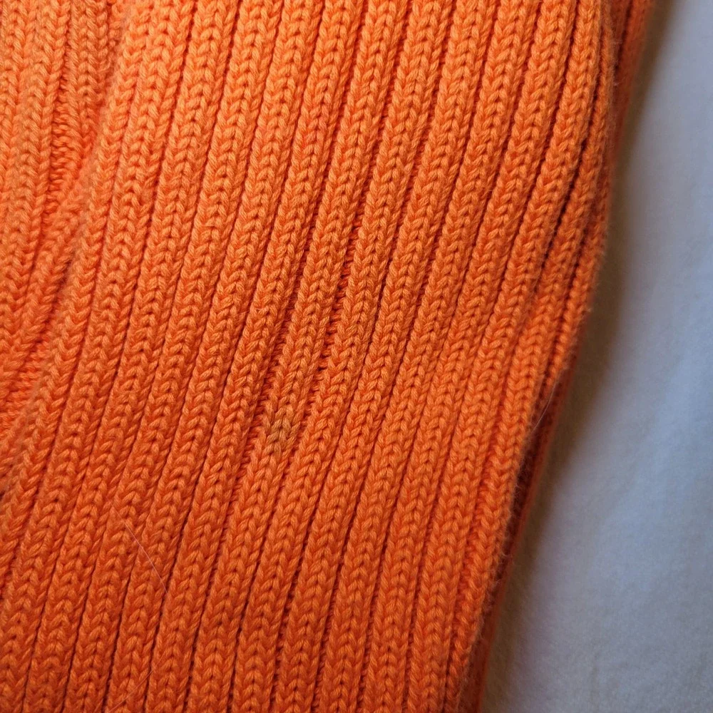 Banana Republic Ribbed Collared Zip Up Woman's Sweater Orange/White Medium‎ - Picture 8 of 9